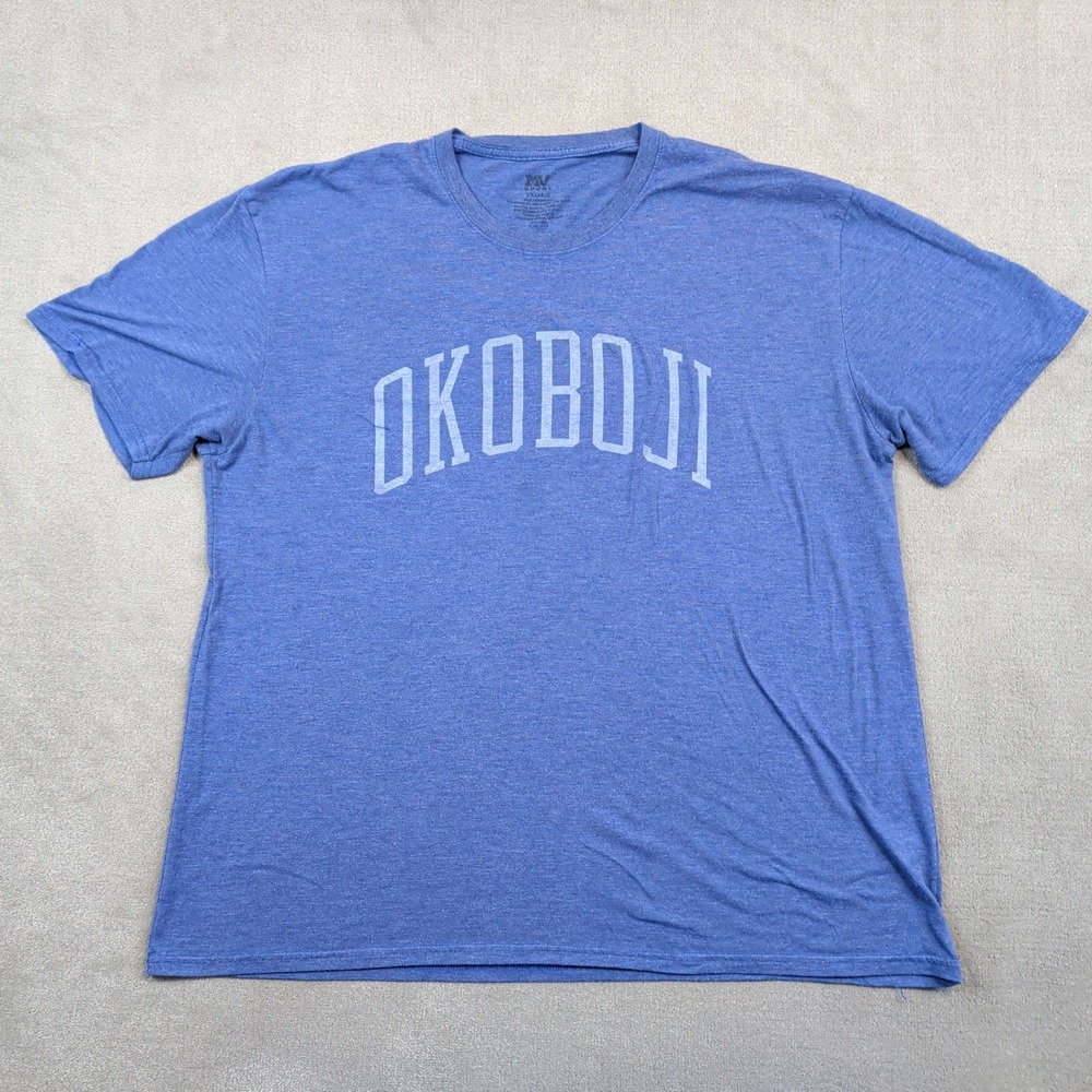 MV Sport Retro Okoboji Graphic Tee XXL Blue Lake Life Collegiate Oversized Shirt